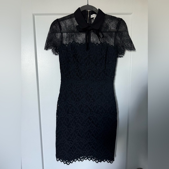 Sandro Women’s Black Mini Lace-panel Dress Fitted Size 1 - Picture 6 of 14